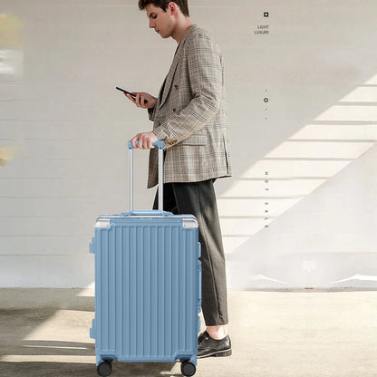 Luggage Aluminium Frame PC ABS Hardshell Suitcase with Spinner Wheels TSA Lock Zipperless Luggage 28 inch Silver