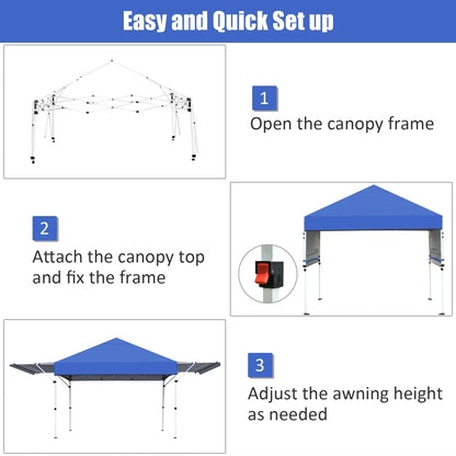 Patiojoy 10x17ft Pop up Canopy  3 Height Adjustment Folding Tent with Roller Bag White