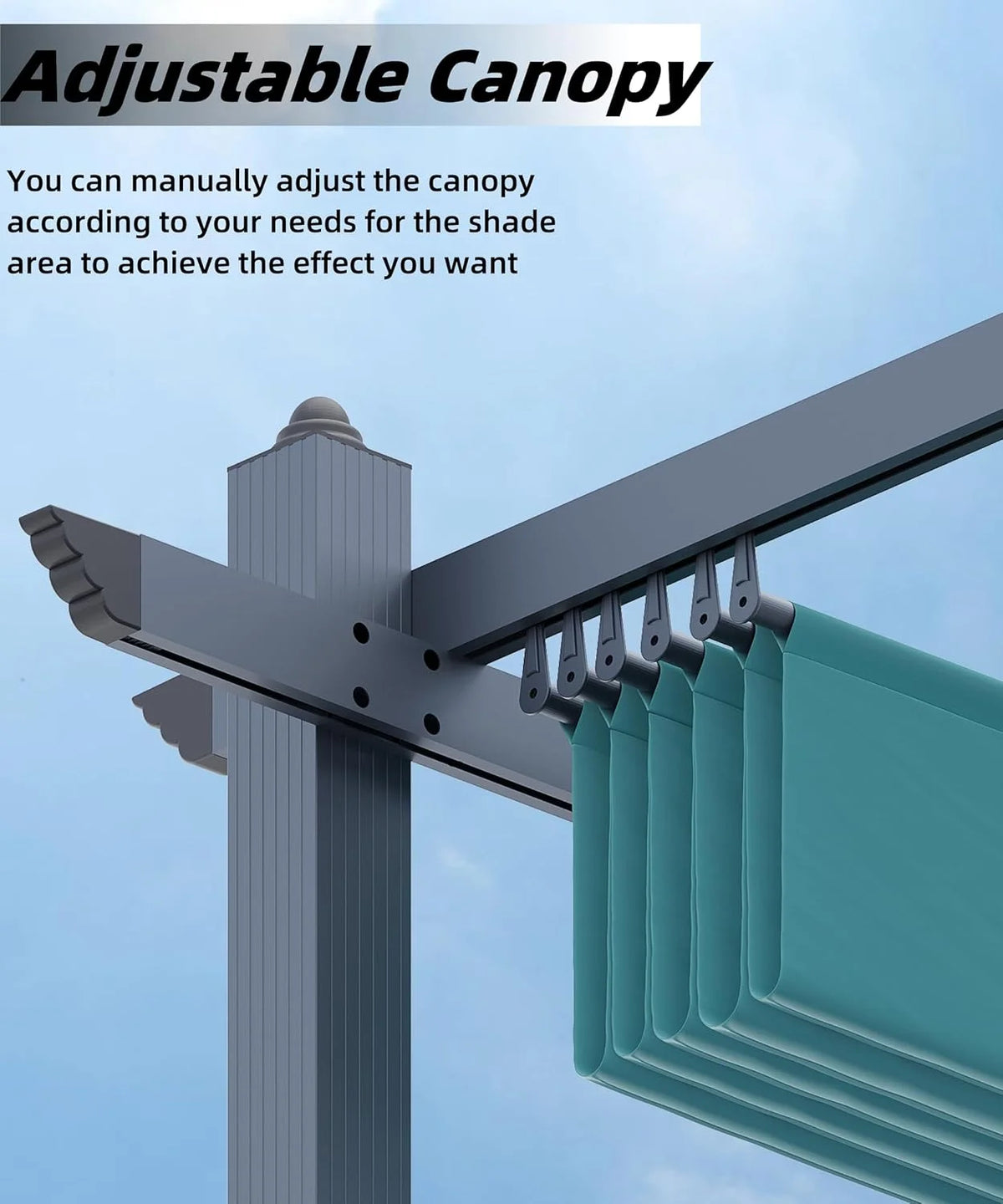 Outdoor Aluminum Pergola with Retractable Canopy, Reinforced 4-Sided Base, Waterproof & UV-Resistant Adjustable Roof, Modern Design for Patio, Deck, Backyard, and Garden
