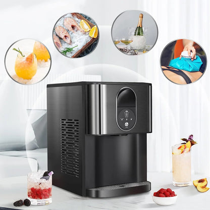 Auseo Ice Maker Countertop with Soft Chewable Ice, 44 Lbs/24H, Self-Cleaning, One-Click Operation for Home/Party(Black)
