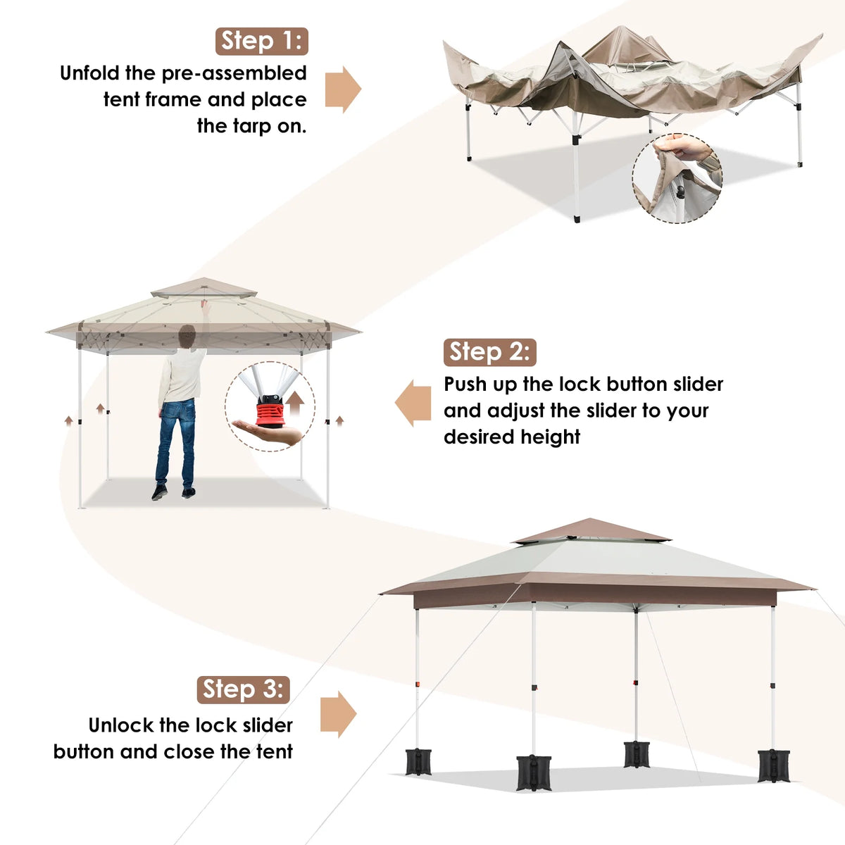 Pirecart 12' x 12' Pop-up Canopy Tent Waterproof Outdoor Gazebo Shelter with Wheeled Bag, Instand Canopy , White