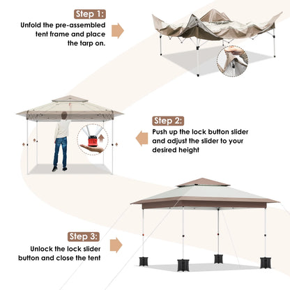 Pirecart 12' x 12' Pop-up Canopy Tent Waterproof Outdoor Gazebo Shelter with Wheeled Bag, Instand Canopy , White