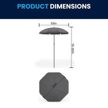 Flash Furniture Nantucket 6 Piece Black Patio Garden Set with Umbrella Table and Set of 4 Folding Chairs