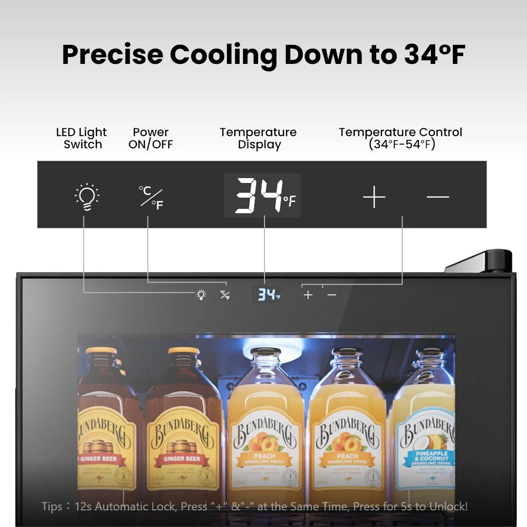 Yeego Beverage Refrigerator Cooler, Freestanding Beverage Fridge with Glass Door,95 Cans
