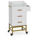 Paddie Storage Utility Cart with Dryer Holder and Lockable Wheel, White