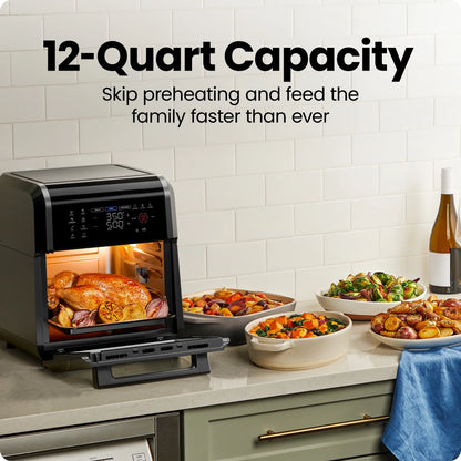 Chefman Multifunctional Digital 10 Qt. Air Fryer+ Rotisserie, Fry, Roast & Bake, 17 Presets - Black