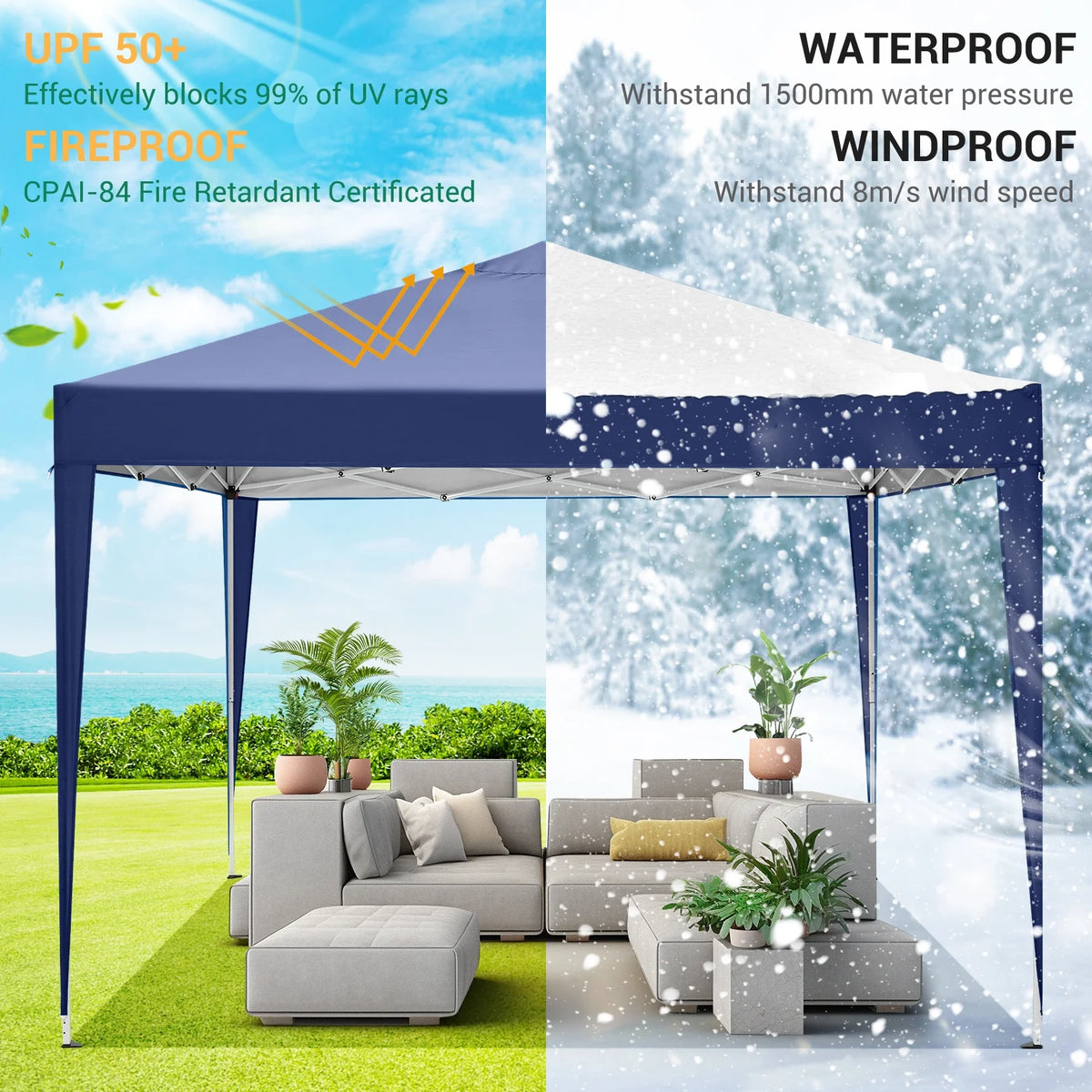 SANOPY 10'x10' EZ Pop Up Canopy Tent Outdoor Party Instant Shelter Portable Folding Beach Canopy with 4 Sandbag & Carrying Bag, Black
