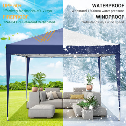 SANOPY 10'x10' EZ Pop Up Canopy Tent Outdoor Party Instant Shelter Portable Folding Beach Canopy with 4 Sandbag & Carrying Bag, Black