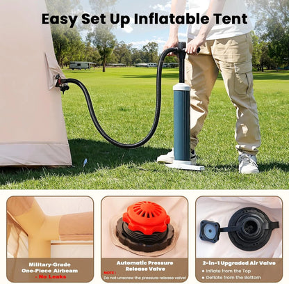 NAIZEA Inflatable Tents for Camping, Blow Up Tent with Hand Pump, Easy Setup Inflatable Hot Tent with Stove Jack, Waterproof Oxford Air Glamping Tents for Camping Adult 4-6 Person