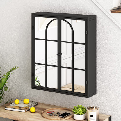 27.56"Modern Wall Cabinet with Glass Doors, Bathroom Cabinet with Featuring Three-tier Storage for Entryway Living Room, Bathroom or Dining Room, Mint Green