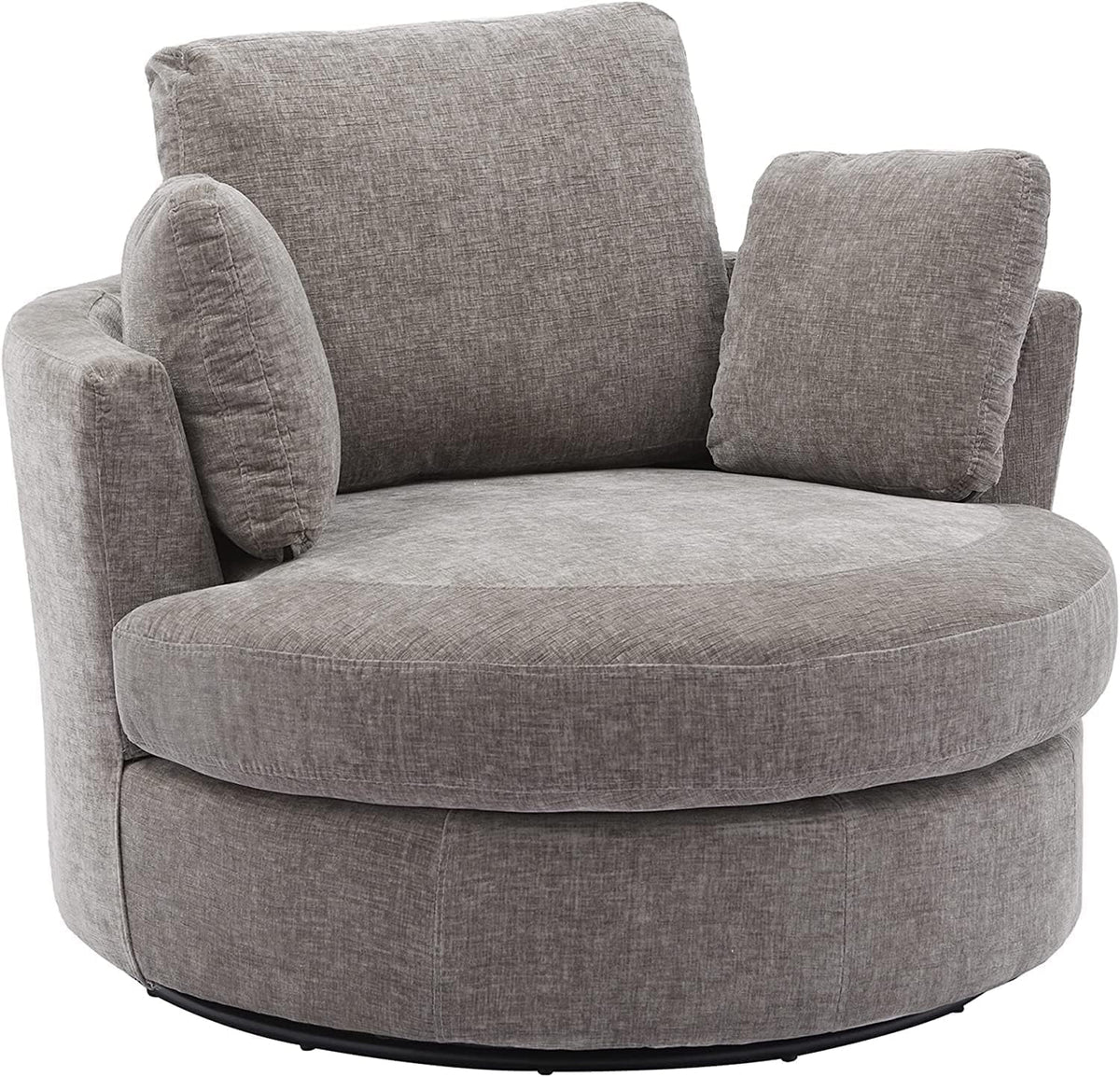 42" W Small Loveseat Sofa Couch, Swivel Barrel Chairs for Bedroom 360 Degree Swivel Accent Chairs for Living Room, Chenille Fabric Club Chair Chaises Lounges for Living Room/Office/Hotel, Grey