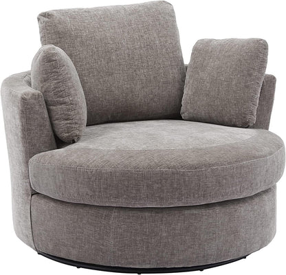 42" W Small Loveseat Sofa Couch, Swivel Barrel Chairs for Bedroom 360 Degree Swivel Accent Chairs for Living Room, Chenille Fabric Club Chair Chaises Lounges for Living Room/Office/Hotel, Grey