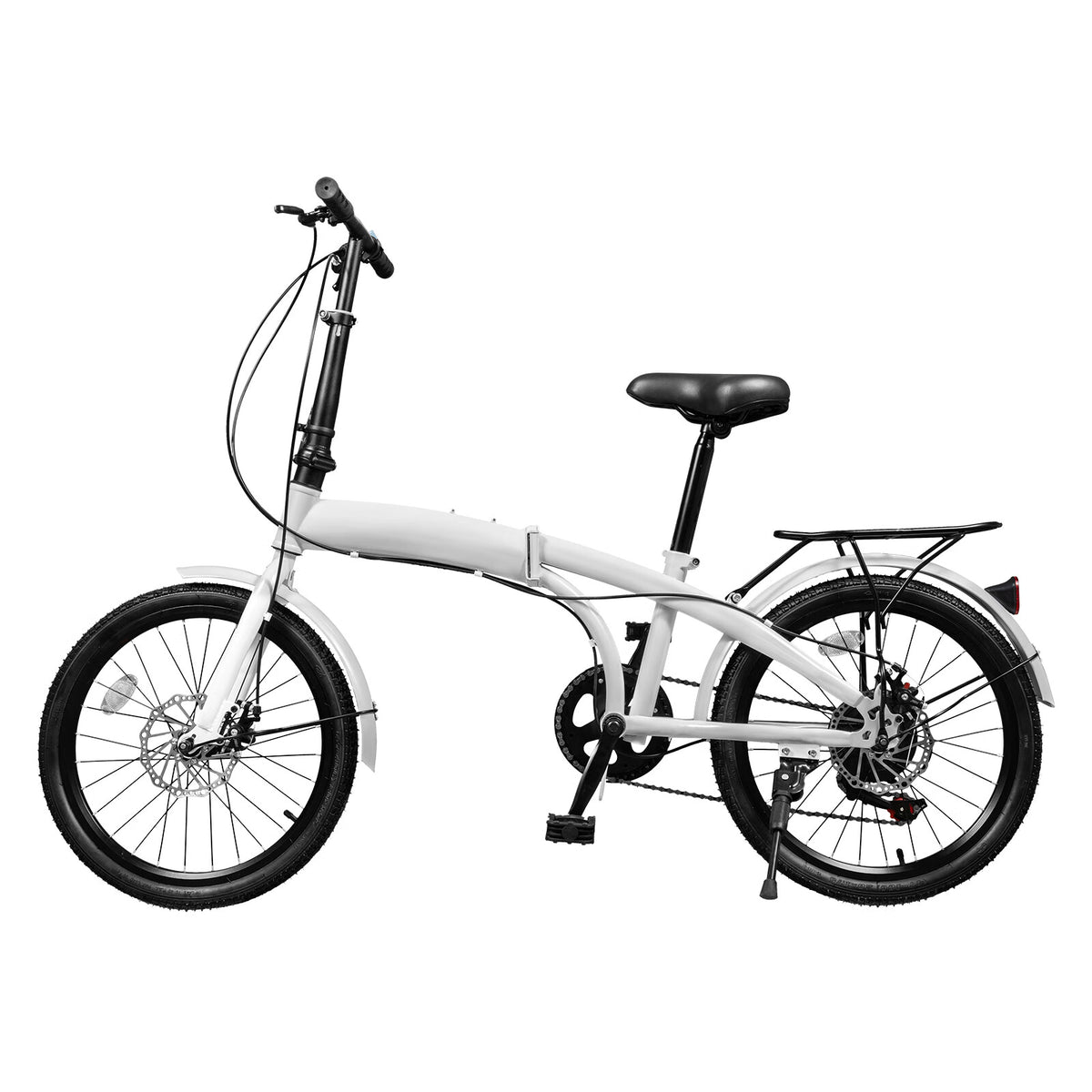 LOYALHEARTDY 20" Folding Bike 7-Speed Unisex Mountain Bicycle Adjustable Height MTB City Bike for Adult Teenager High Carbon Steel Foldable Bicycle for Riding Traveling w/Dual Disc Brakes & Fender