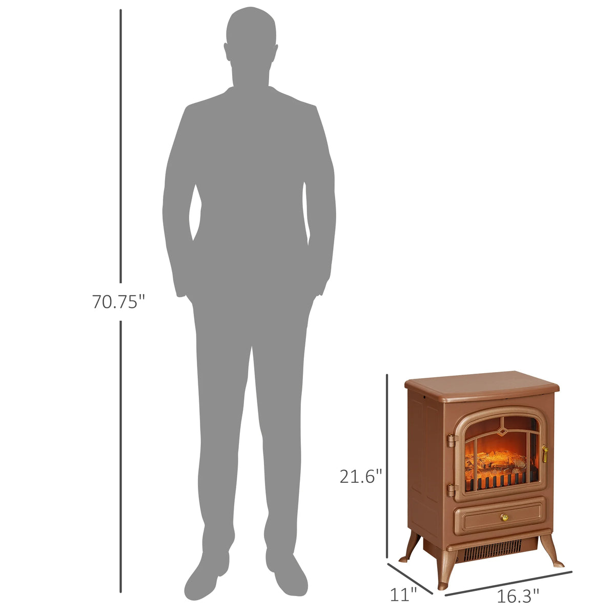 HOMCOM Electric Fireplace Heater with Realistic LED Flames Beige