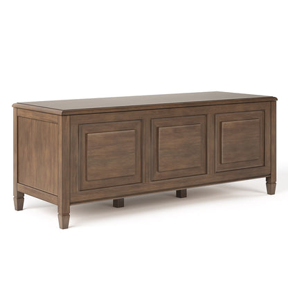 Simpli Home Connaught SOLID WOOD 51 inch Wide Traditional Storage Bench Trunk in Dark Chestnut Brown