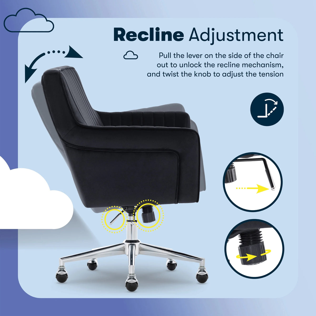 Serta Ashleigh Modern Office Chair Channel-Tufted Design White Velvet Fabric