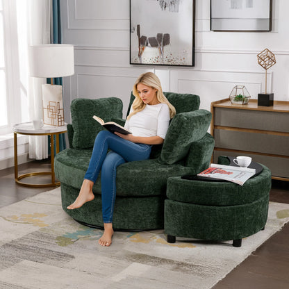 Muumblus Teddy Swivel Accent Barrel Chair, Modern Oversize Sherpa Comfy Round Reading Armchair for Living Room, Ivory