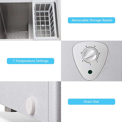 WANAI 5.0 Cubic Chest Freezer, Compact Deep Freezer with Top Open Door and Removable Storage Basket, 7 Gears Temperature Control, Energy Saving, for Office Dorm or Apartment