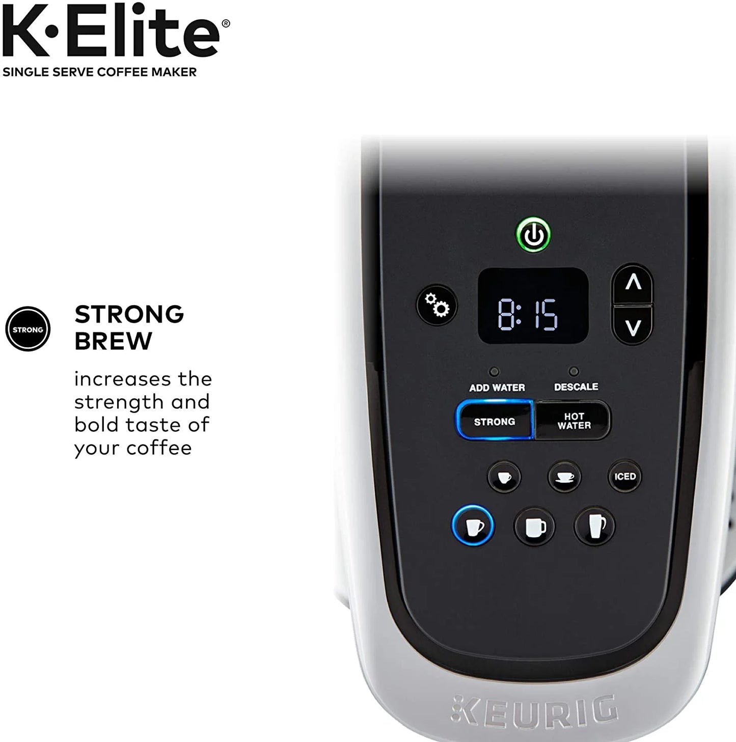 Keurig K-Elite Coffee Maker, Single Serve K-Cup Pod Coffee Brewer, With Iced Coffee Capability, Brushed Slate