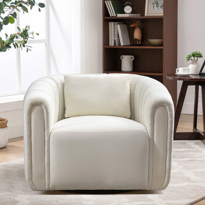 Bonzy Home Swivel Chair with Plump Pillow, Modern Velvet Accent Chair for Living Room Bedroom , Comfy Round Armchair, Orange