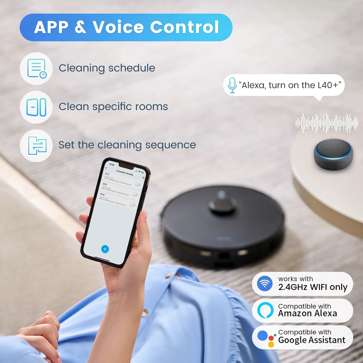 AIRROBO L60+ Self-Empty Robot Vacuum and Mop Cleaner with Ultrasonic Carpet Detection,6000Pa Suction,Laser Obstacle Avoidance,240min Long Runtime