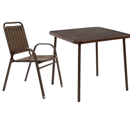 Homy Casa 5-Piece Outdoor Patio Dining, One Table with 4 Chairs for Garden Patio & Backyard, Brown