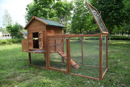 Outdoor Medium 80'' Wooden Chicken Coop Nest Box Hen House Poultry Cage Pet Hutch Garden