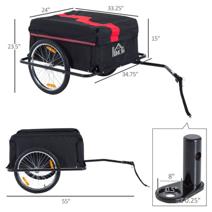 Aosom Bicycle Cargo Trailer, Two-Wheel Bike Luggage Wagon Bicycle Trailer with Removable Cover, Yellow