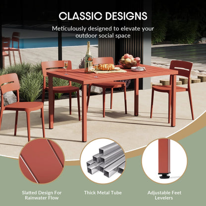 WestinTrends Playa 59" Iron Metal Outdoor Rectangular Patio Dining Table For 6, Olive Green