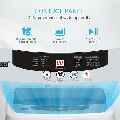 VIVOHOME Full-Automatic Washing Machine with Built in Drain Pump Spin Dryer, 1.32cu.ft 13 lbs Capacity