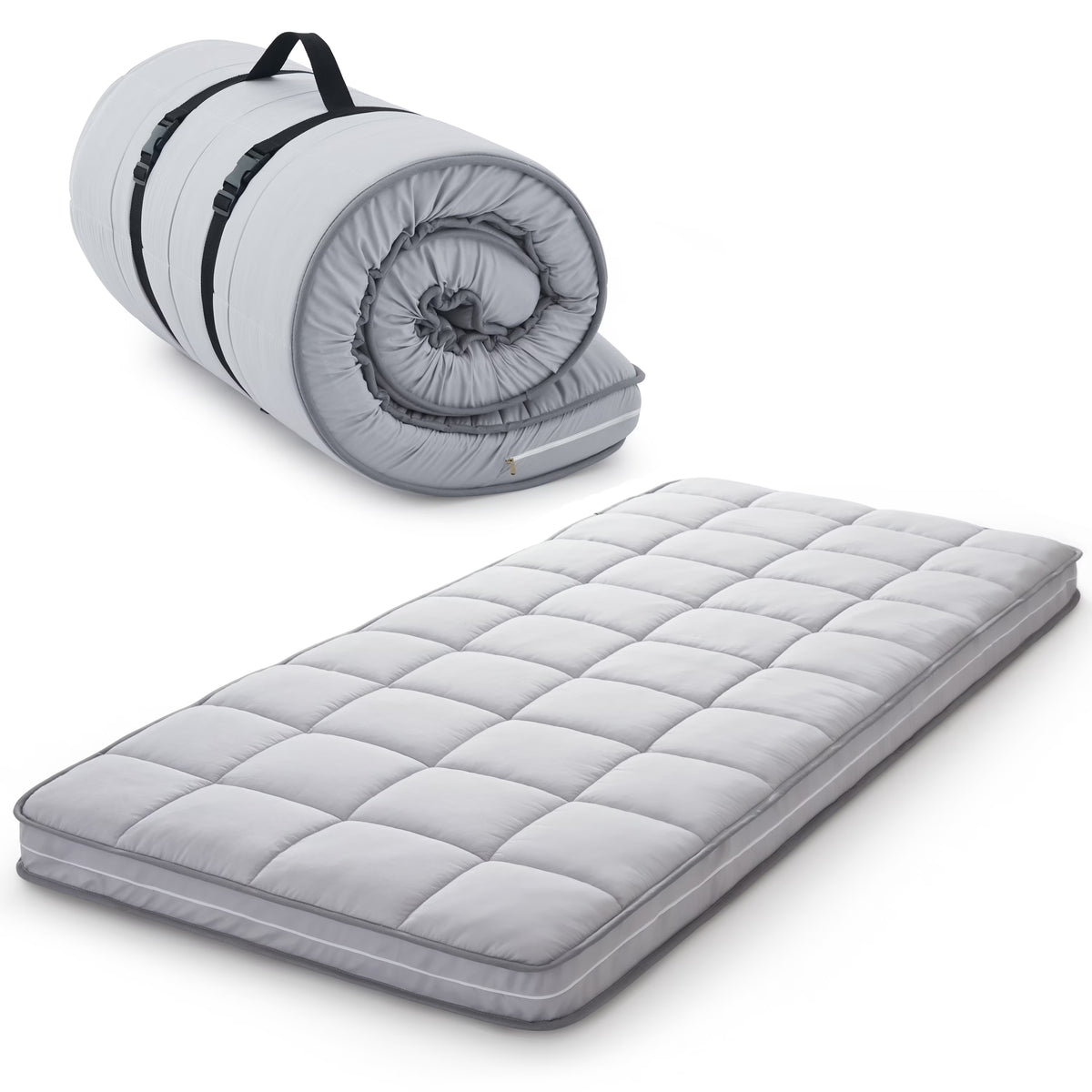 Jamdok 4Inch Floor Mattress,3-Layer Structure,Narrow Twin Size Gel Memory Foam,Removable Pillow Top Cover,Roll up Cot Mattress Topper,Portable Sleep Mat(75X30X4��)