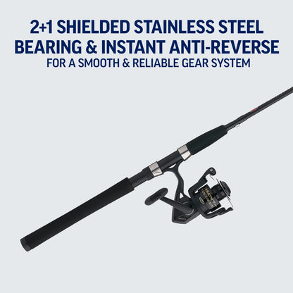 PENN Wrath II Fishing Spinning Combos, 7' Medium Heavy Rod, 5000 Reel