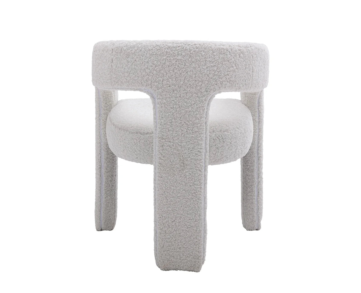 Guyou Modern Sherpa Upholstered Dining Chair, Cute Barrel Side Armchair Kitchen Chair with Armrests and Back for Living Room Dining Room Bedroom, Green
