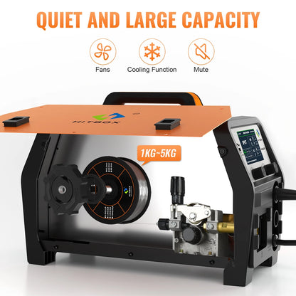 HITBOX Aluminum MIG Welder, 200Amp Dual Pulse MIG Welder 110/220V, Gas /Gasless MIG Lift TIG MMA Stick Welding Machine