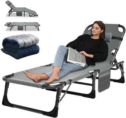 Slsy Folding Lounge Chair, 5-Position Adjustable Outdoor Reclining Chair, Folding Sleeping Bed Cot, Folding Chaise Lounge Chair for Pool Beach Patio Sunbathing