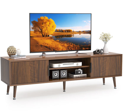 Selooye Mid Century TV Stand, Modern TV Console for TVs up to 70 Inches, Entertainment Center with Storage, TV and Media Consol, 62 Inch (Natural)