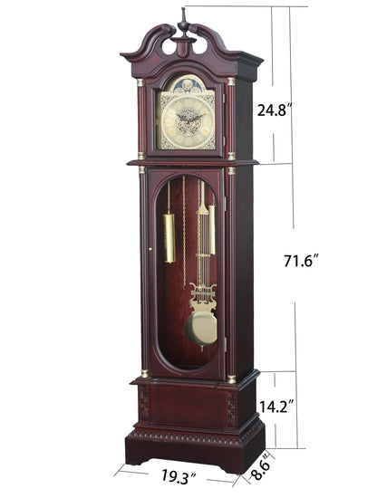 72" Floor Standing Grandfather Clock in Cherry Finish
