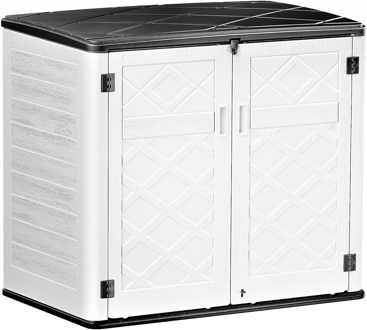 Lofka Outdoor Storage Shed, 49.7 Cu.ft  Large Capacity Storage Shed and Cabinet with Floor for Storing Bike, Garbage Cans and Garden Tools, White