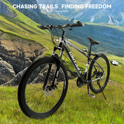 ARTUDATECH 27.5 Inch Mountain Bike, Shimano 21 Speed,  Dual Disc Brake Bike for Men Womens Adult, Full Suspension Bicycle