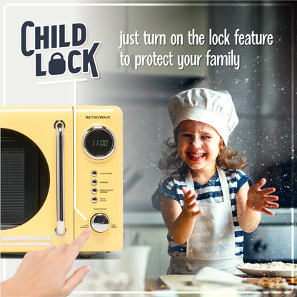 Nostalgia Retro Compact Countertop Microwave Oven - 0.7 Cu. Ft. - 700-Watts with LED Digital Display - Child Lock - Easy Clean Interior - Orange