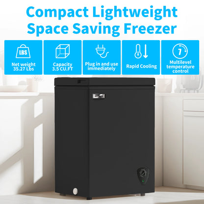 3.5 Cu.ft Freezer, Chest Freezer, Deep Freezer with Top Open Door