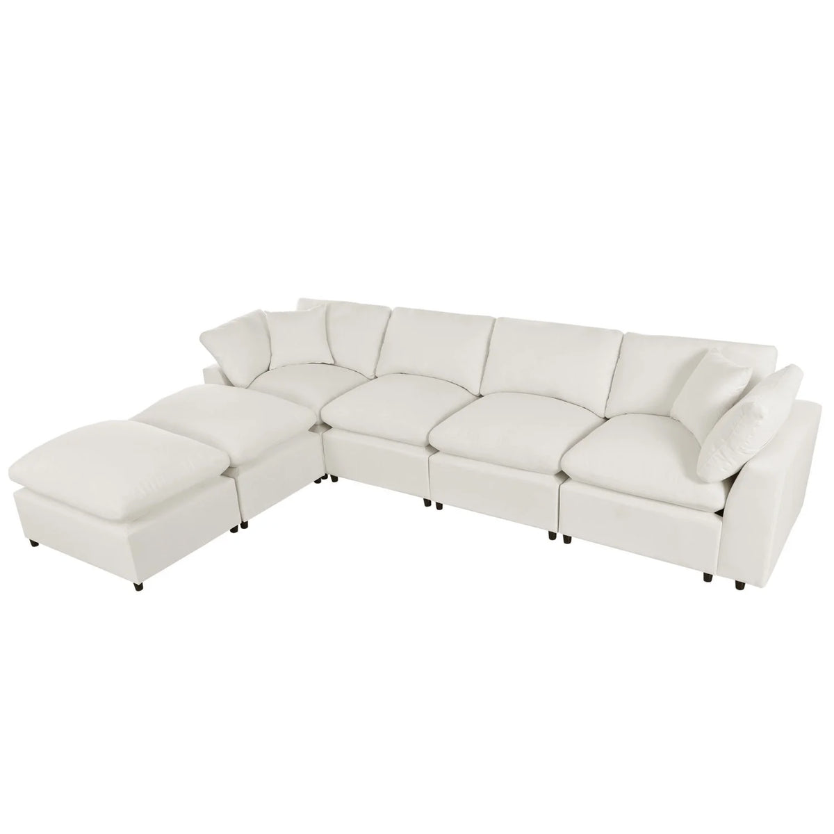 Harper & Bright Designs Convertible Modular Sectional Sofa with 2 Removable Ottomans & Pillows, Large U Shape Cloud Couch with Reversible Chaise for Living Room, Grey