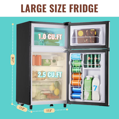 WANAI 5.0 Cu.ft Mini Refrigerator with Freezer 7 Settings Temp Adjustable Large Compact Fridge Silver
