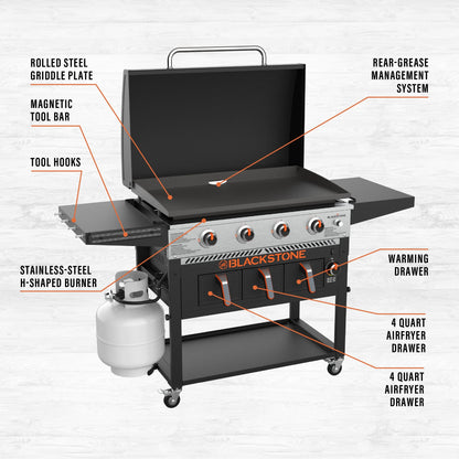 4-Burner 36" Griddle with Air Fryer and Hood