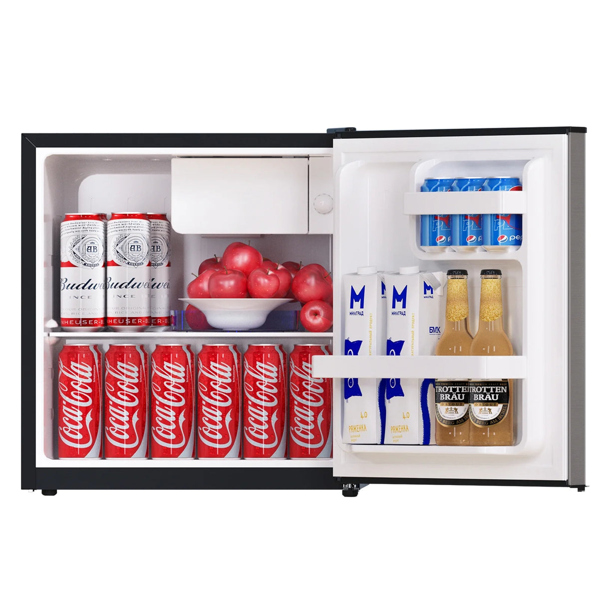 Freezer 1.7 Cu ft Single Door Mini Fridge, grey, New