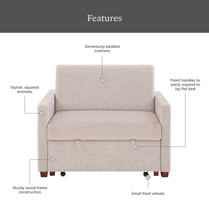 Better Homes & Gardens Nolan Pull Out Sleeper Accent Chair, Wheat