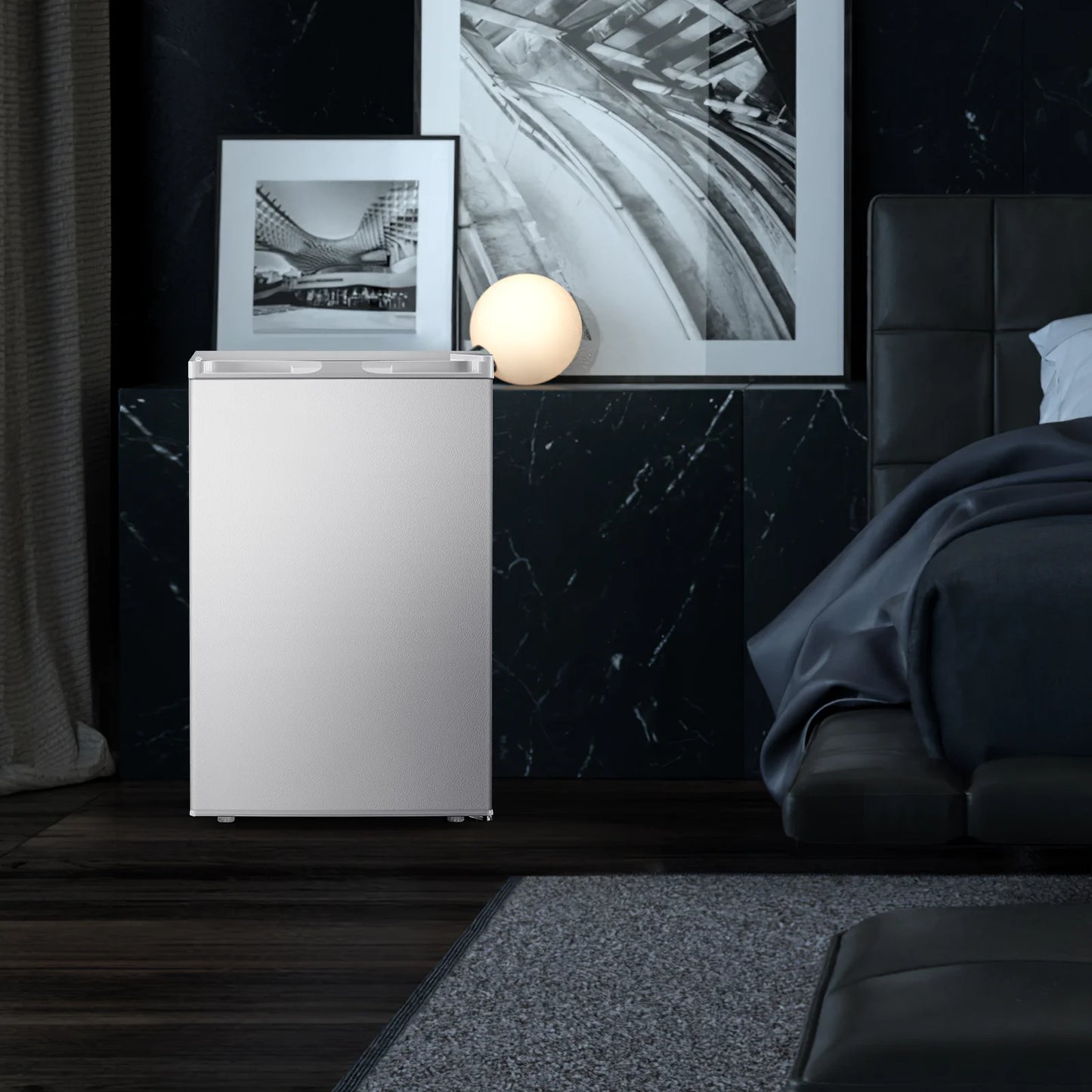 KNDKO 3.2Cu.ft Upright Freezer, Compact Freezer with Removable Shelves, Adjustable Thermostat for Home/Kitchen/Office, SILVER