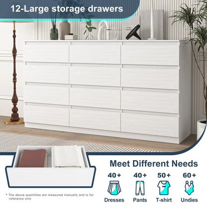 Resenkos Modern Mid Century 6 Drawer Wide Dressers Chests for Bedroom, Chest of Drawer Organizer Grey