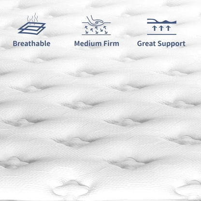 Full Size Mattress in a Box 14 Inch Memory Foam Hybrid Mattress with Pocketed Springs Medium Firm Support Motion Isolation Edge Support Night Trial