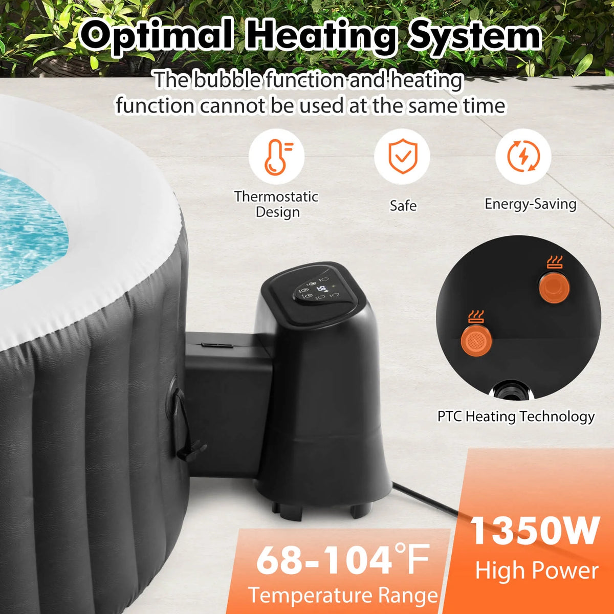 Costway Electric Heater Pump 1350W SPA Control Center for Bubble with Touch Panel